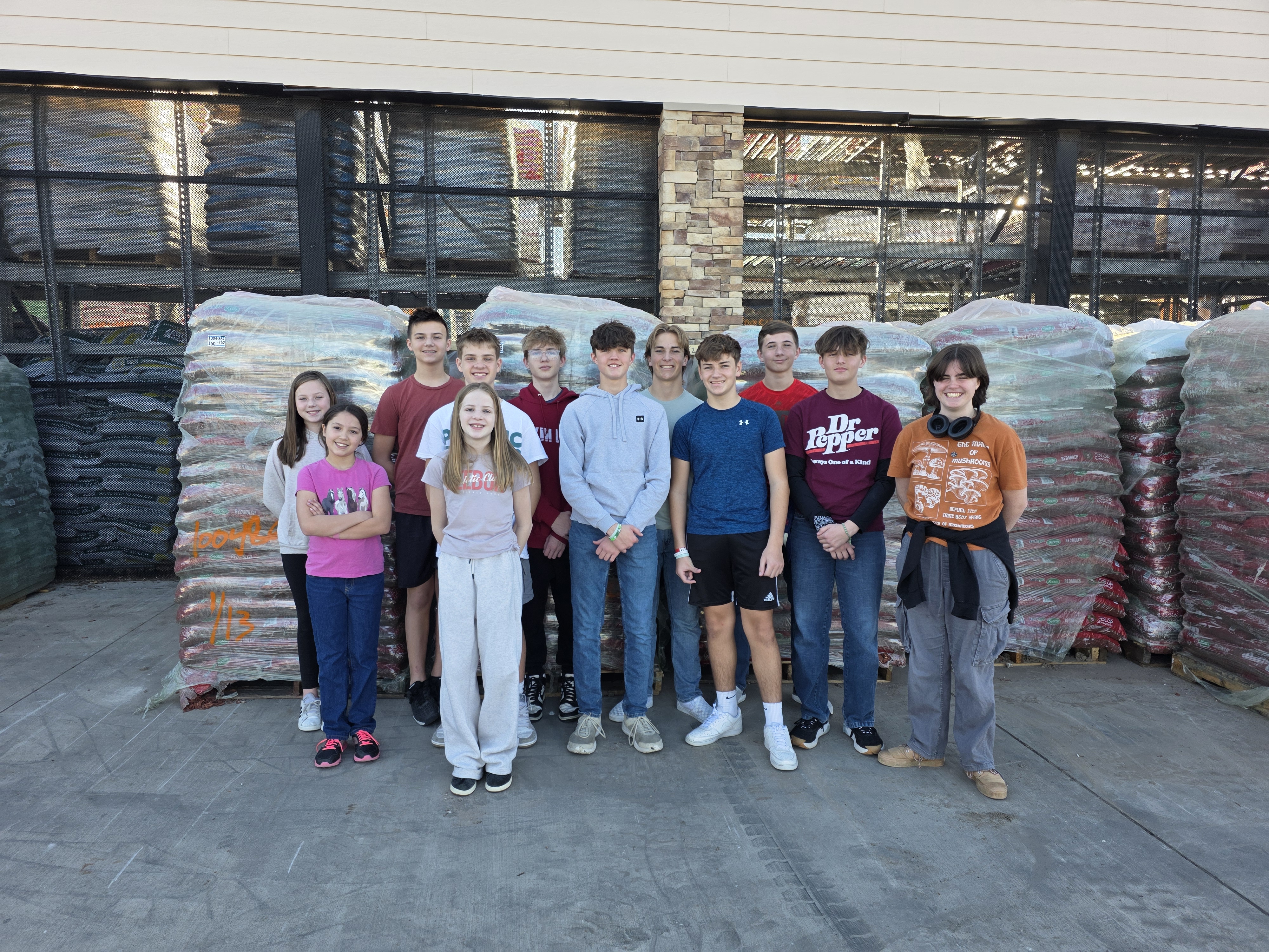 Youth Prepared to Spread Mulch